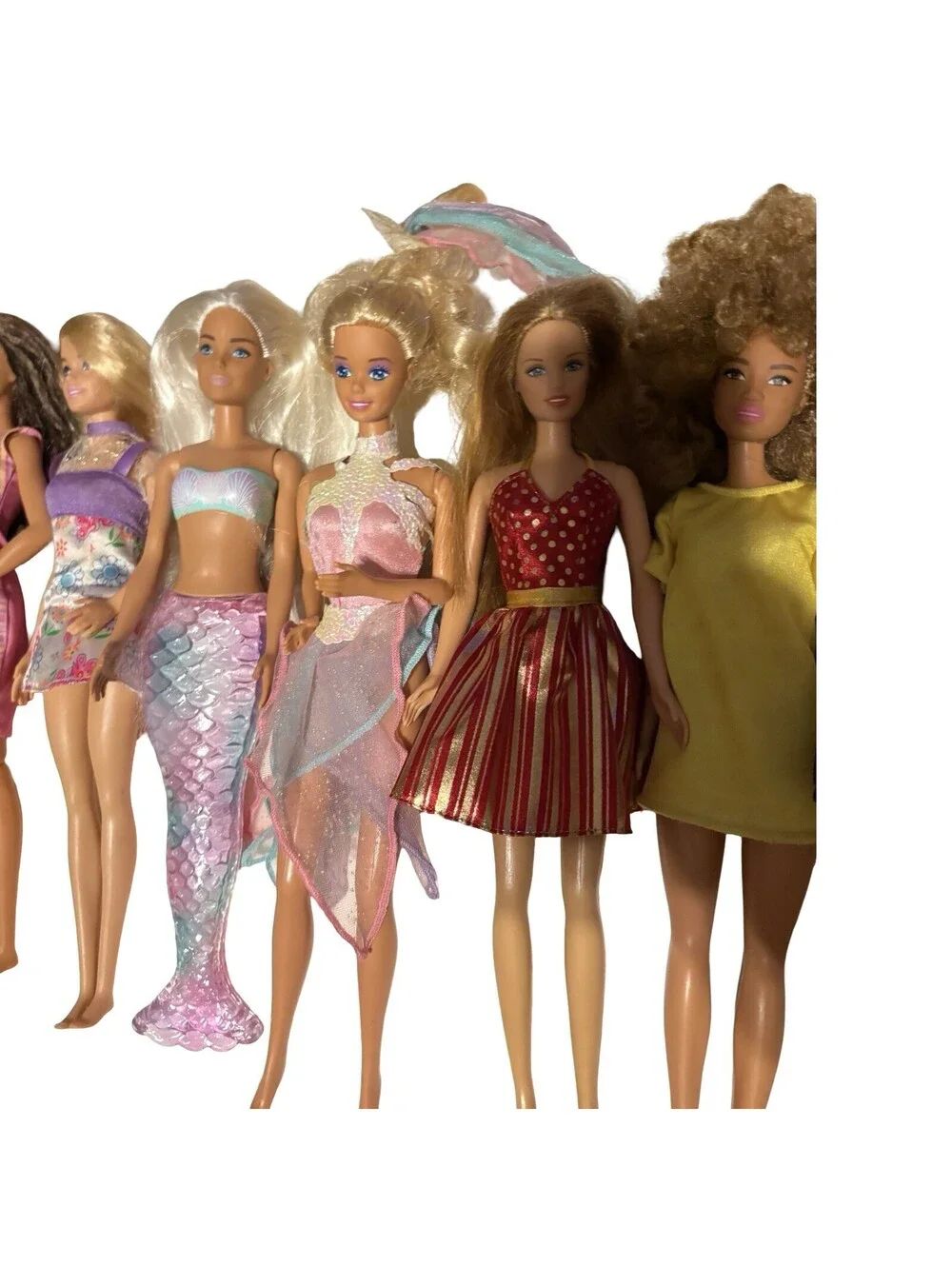 Lot of 9 Miscellaneous Barbies with Clothing
